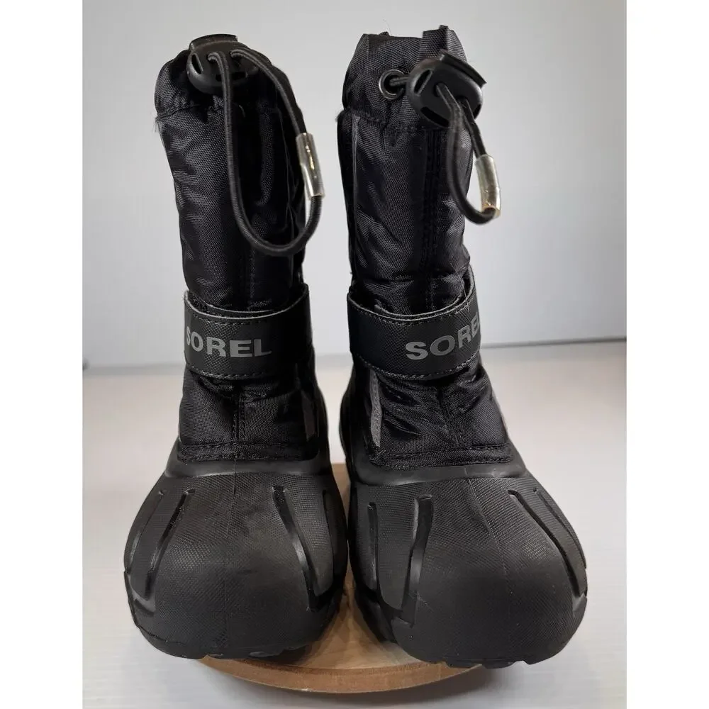 Sorel Cub Kids Size 12 Black Waterproof Insulated Snow Boots Drawstring